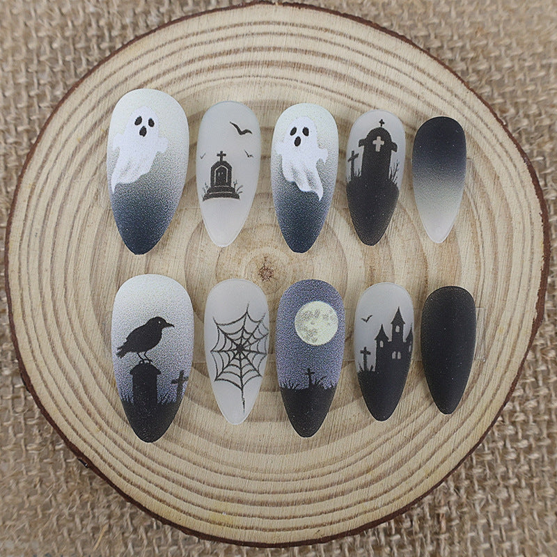 Halloween Kunstnagelset mit gruseligen Geister- und Spinnenmotiven Brehn