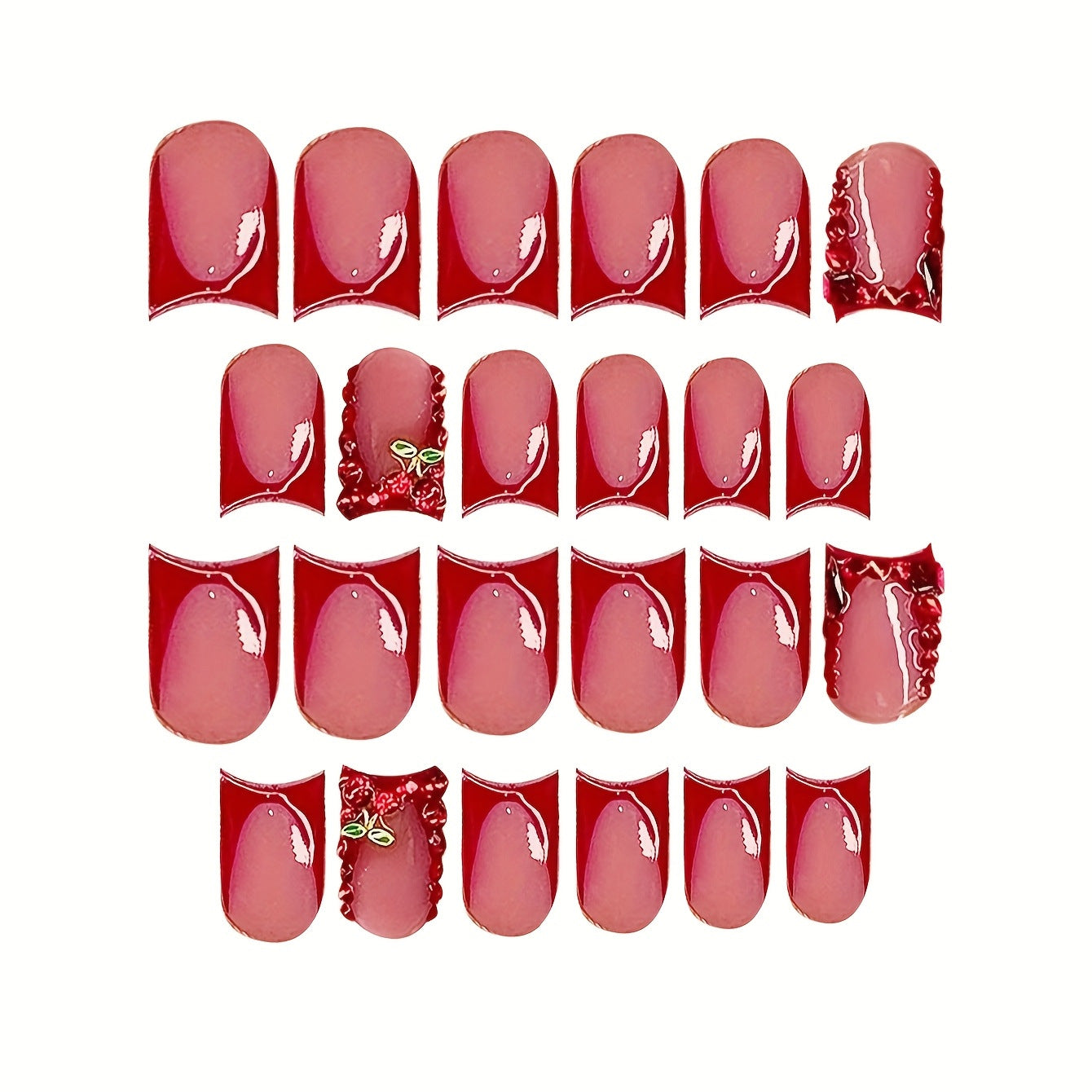 Aufwendige florale Press-On Nagelverlängerungen Brehn