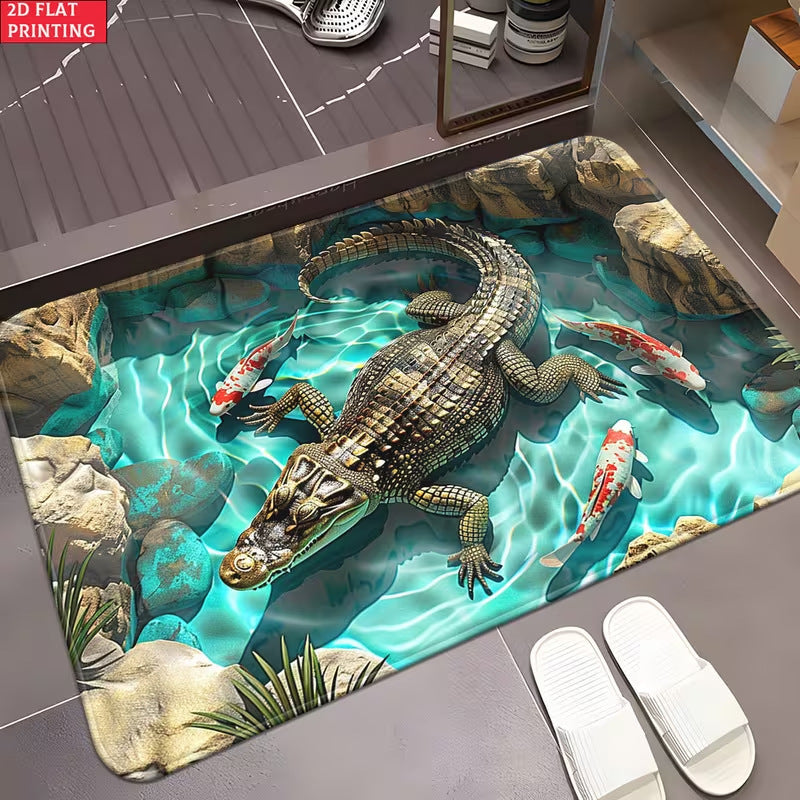Cartoon-Alligator-Themen-Teppich