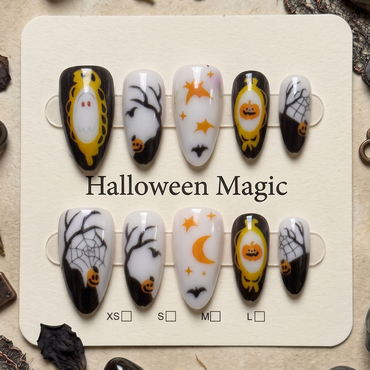 Halloween-Themen Stiletto Press-On Nagelkunst
