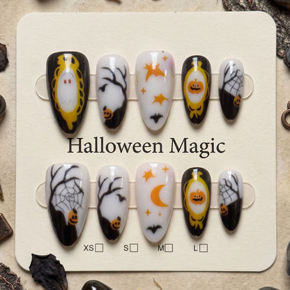 Halloween-Themen Stiletto Press-On Nagelkunst