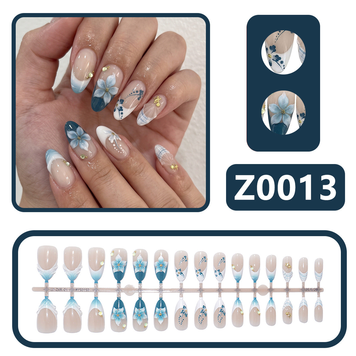 Künstlerisches Floral Press-On Nagelkunst Set