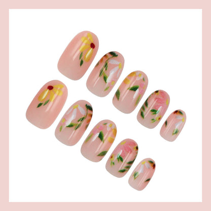 Künstliche Fingernägel Set mit floralen Verzierungen Brehn