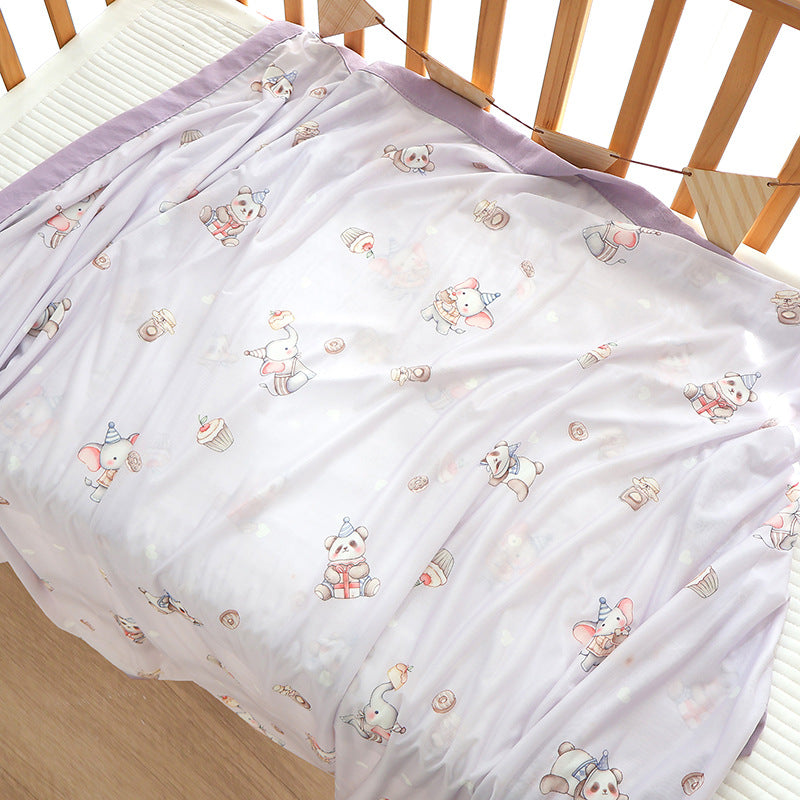 Unisex nan kuschelige Babybettdecke aus Baumwollmusselin mit atmungsaktiver Füllung und satiniertem Rand Brehn