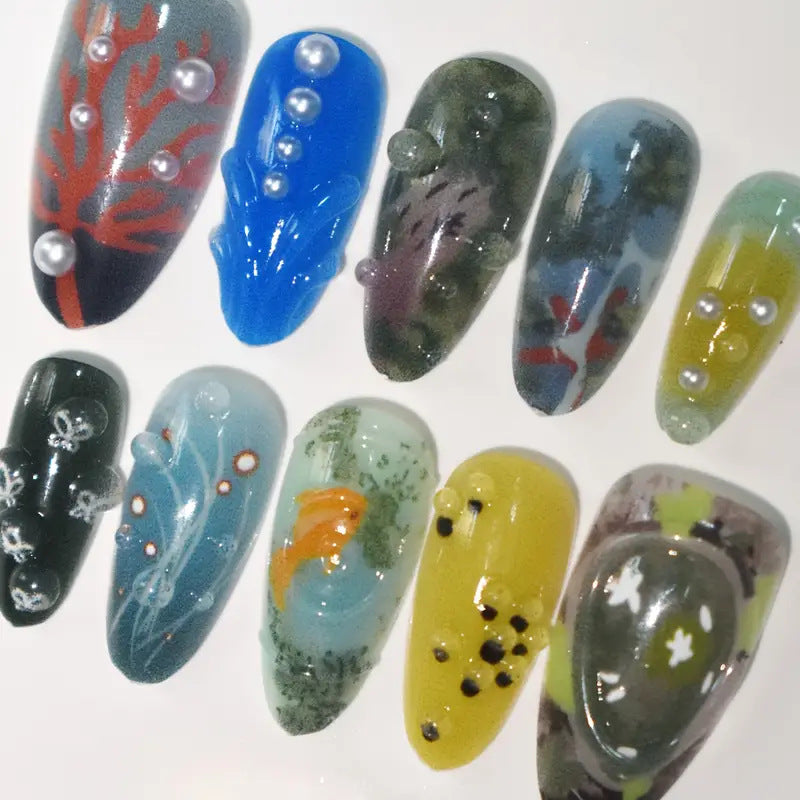 Künstlerische von marinen inspirierten Press-On Nagelkunst Brehn