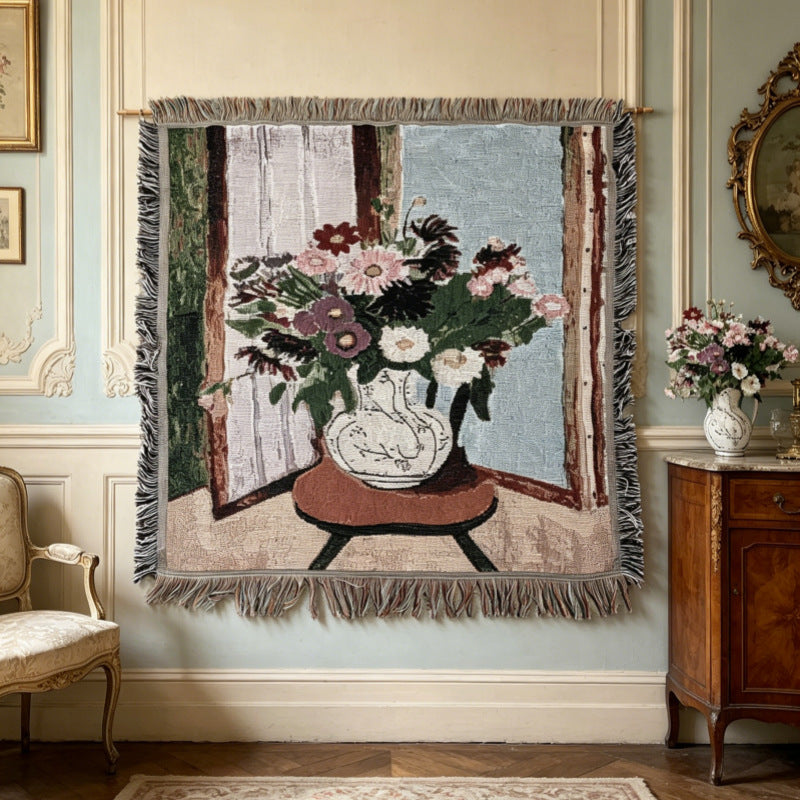 Künstlerische Blumenmuster Wandteppich Tagesdecke