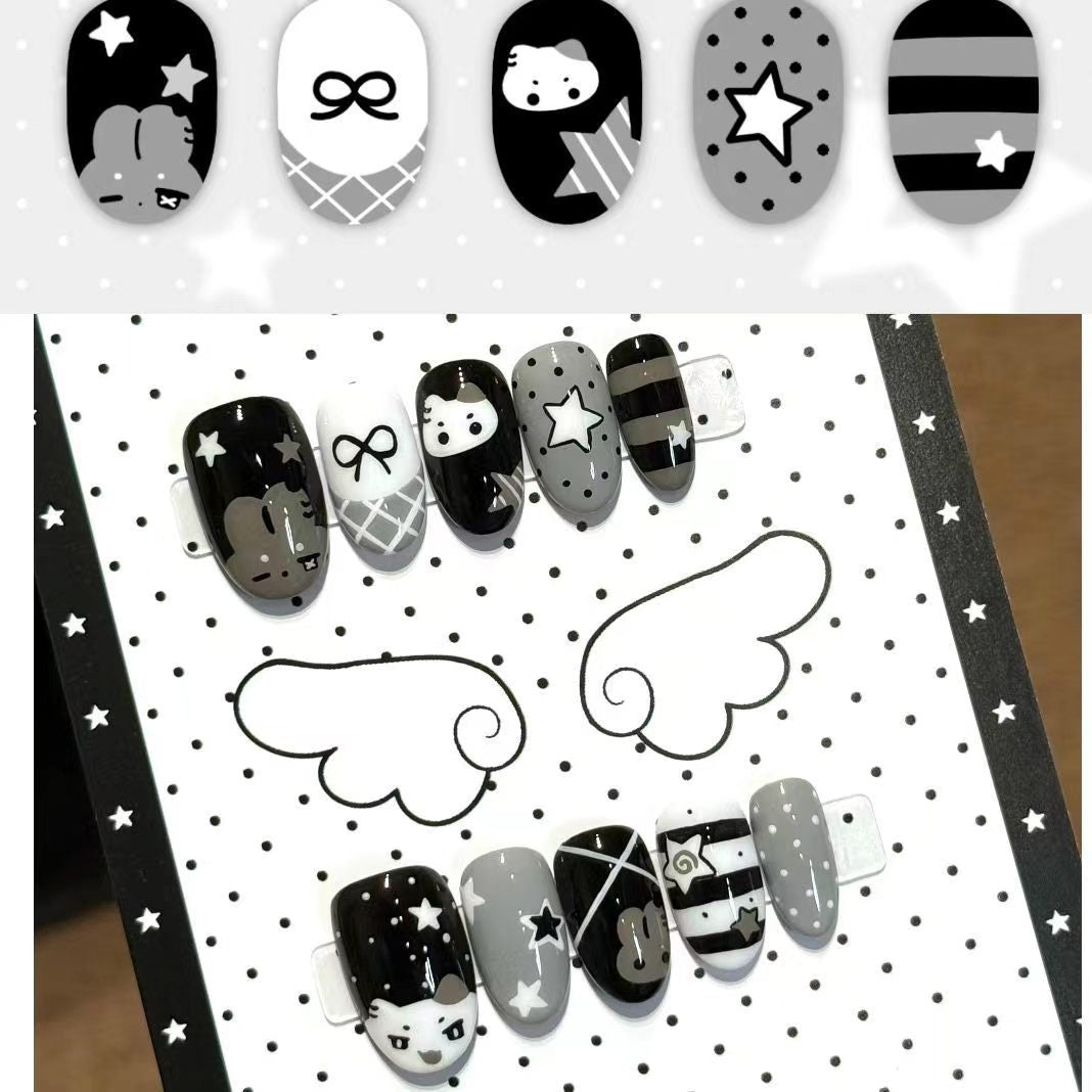 Kreatives персонаж-мотивiertes Press-On-Nagelkunst-Set Brehn