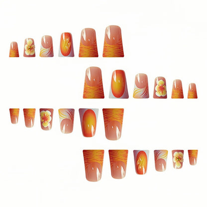 Dekorative florale Press-On Nagelset Brehn