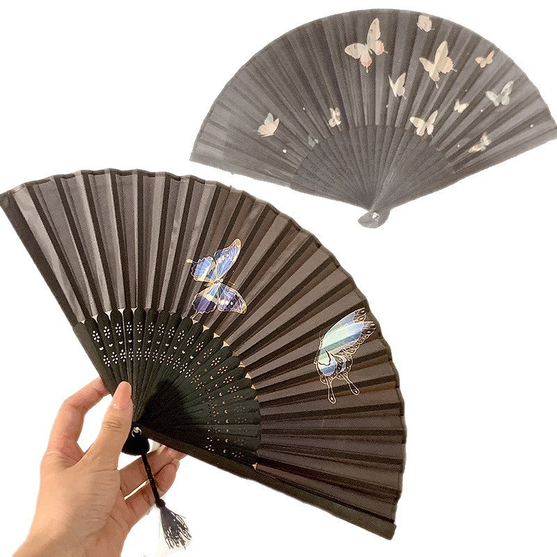 Handgefertigter Fächer mit Elegantem Schmetterlingsmotiv Brehn