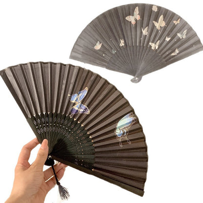 Handgefertigter Fächer mit Elegantem Schmetterlingsmotiv Brehn