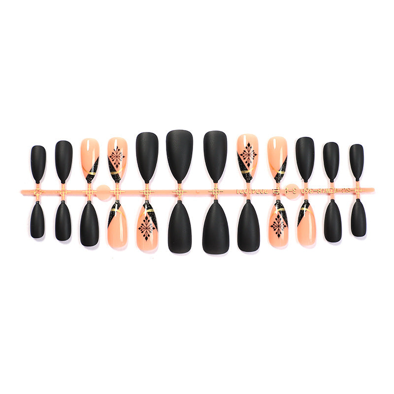 Künstlerisches Mattes Press-On-Nagelset mit einzigartigen floralen Mustern Brehn