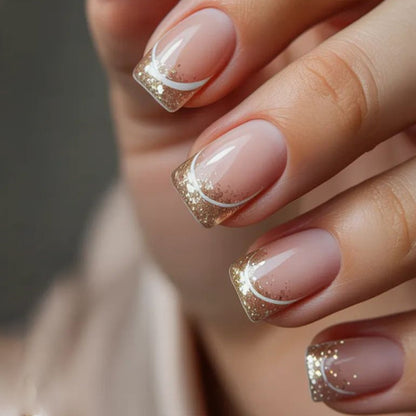 Elegante französische Spitze Glitzer Nagelkunst Brehn