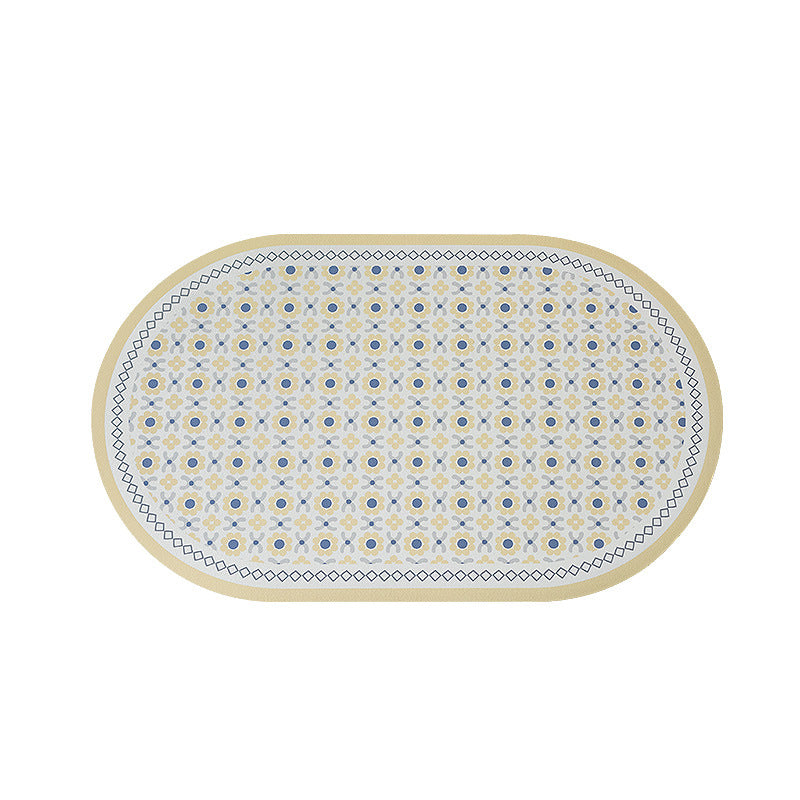 Ovaler rutschfester Vinyl-Fußmatte mit feinem Mosaik-Print und wasserabweisender Oberfläche Brehn