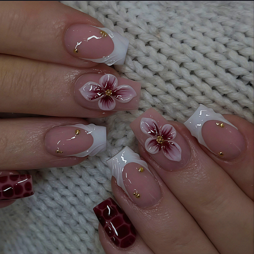 Elegante Blumen Acryl Nagelkunst Tipps Brehn