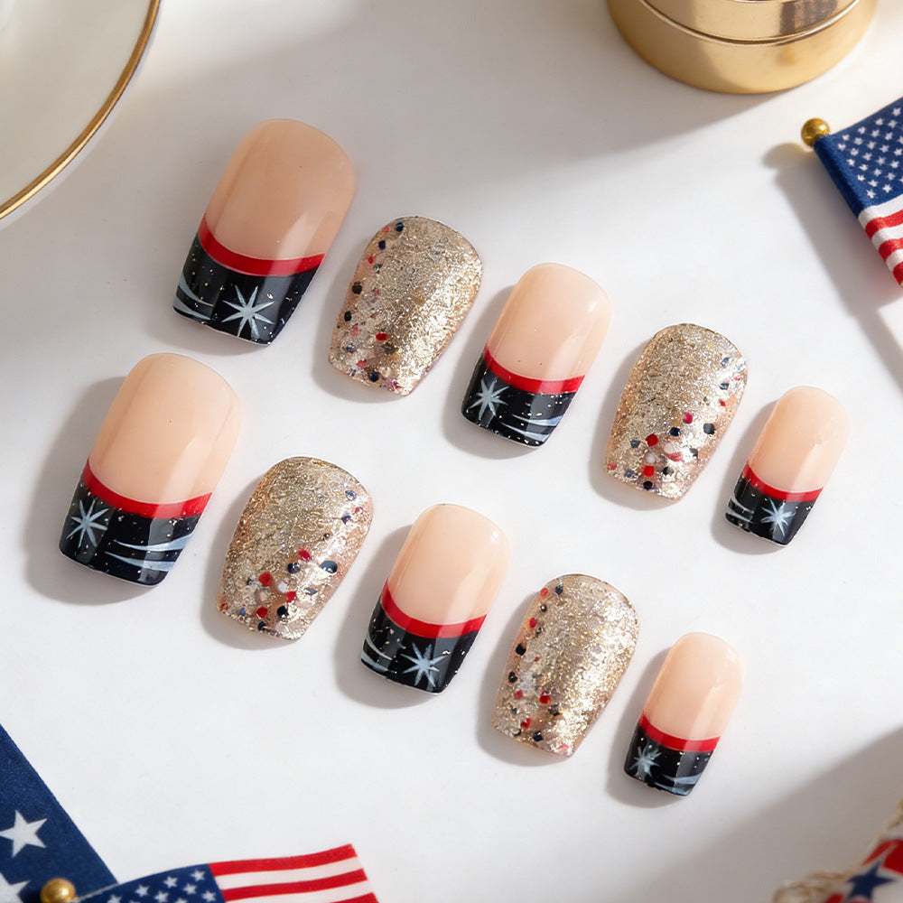 Dekoratives Press-On Nagelkunstset mit Glitterakzenten Brehn