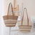 Handgewebte Strandtasche mit Ledergriffen Brehn