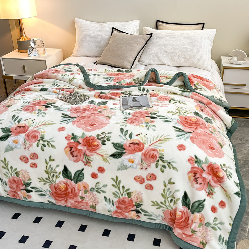 Blumengemusterte Fleece-Wurfdecke Brehn