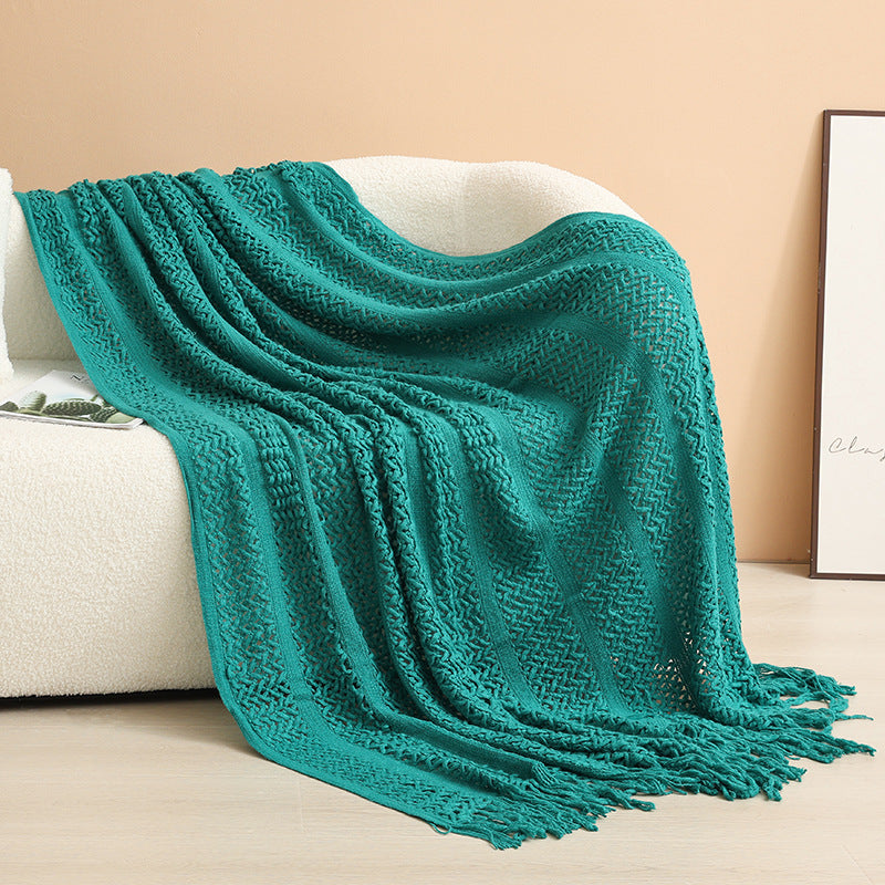 Damen gestrickte Wohndecke mit Fransen Brehn