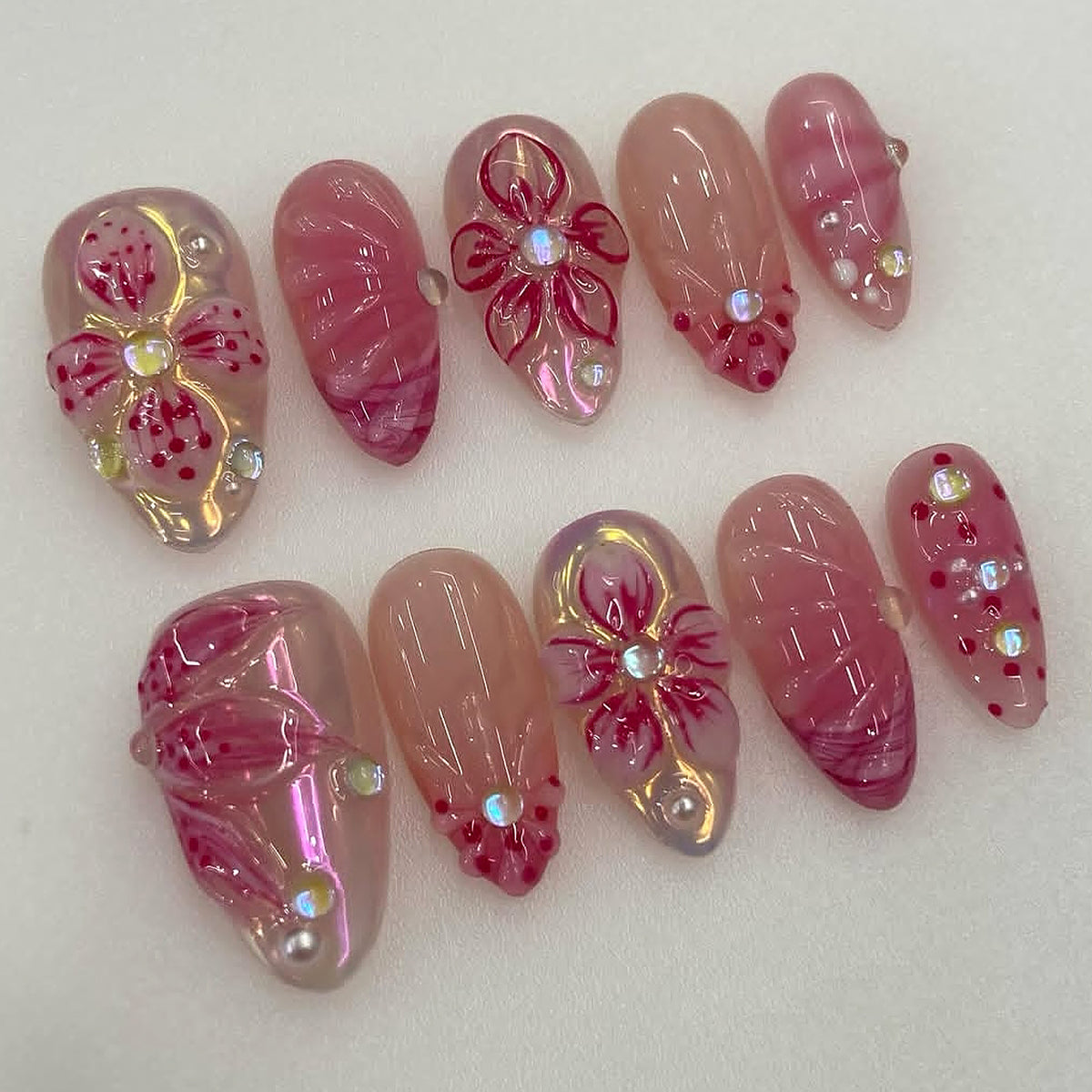 Floral Verziert Press-On Nagelkunst Set Brehn 1790636586