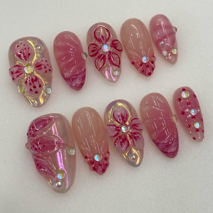 Floral Verziert Press-On Nagelkunst Set Brehn 1790636586