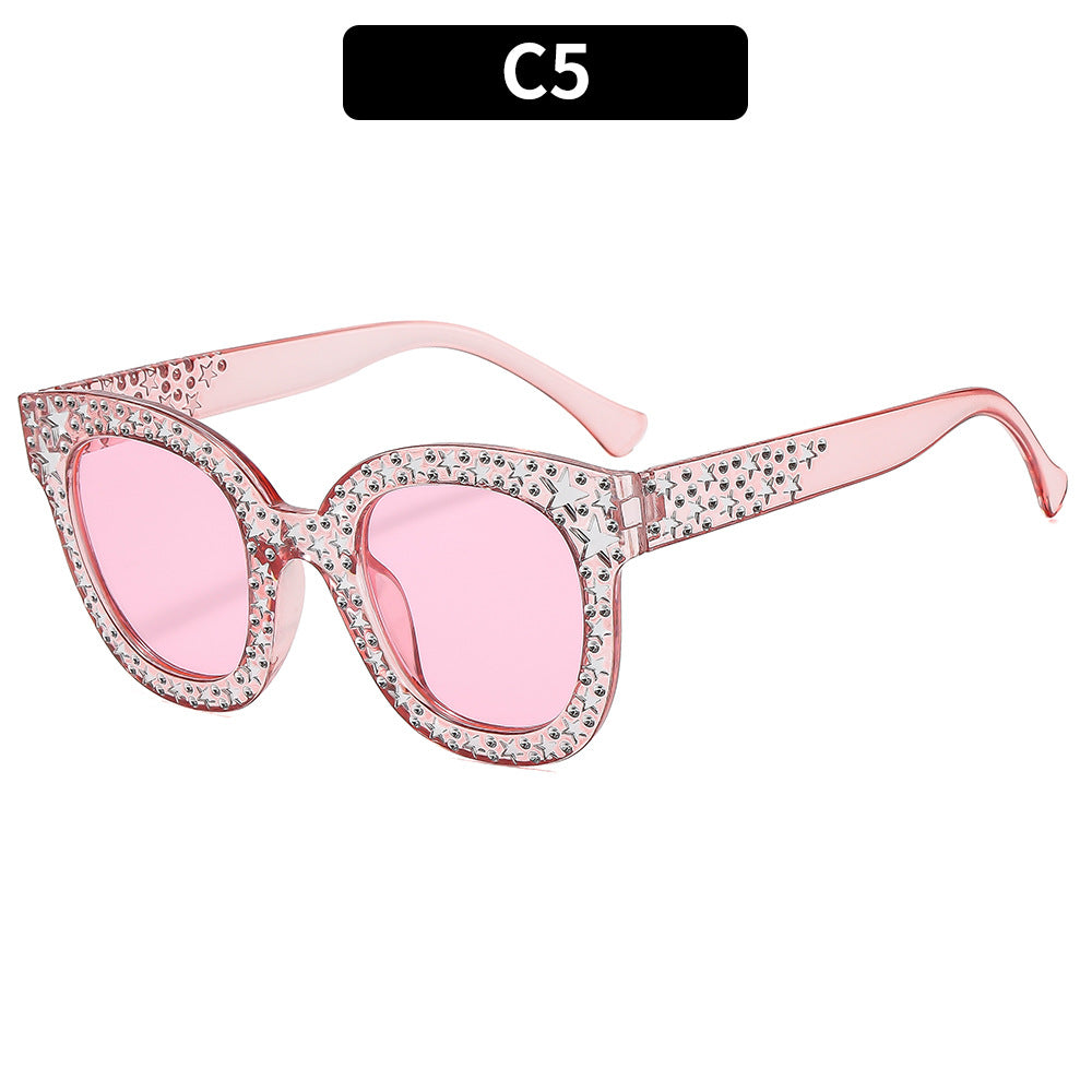 Elegante mit Strass verzierte Katzenaugen-Sonnenbrille
