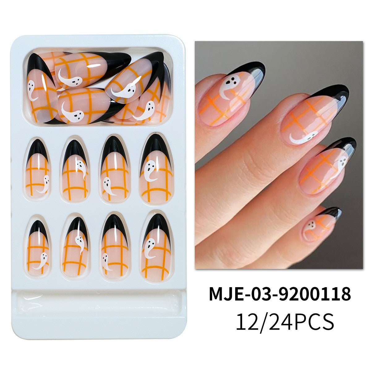 Künstlerisches Abstract Press-On Nagelset Brehn