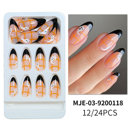 Künstlerisches Abstract Press-On Nagelset Brehn