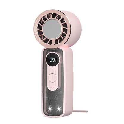 Unisex Tragbarer Mini-Dual-Ventilator mit LED-Anzeige und USB-Aufladung Brehn