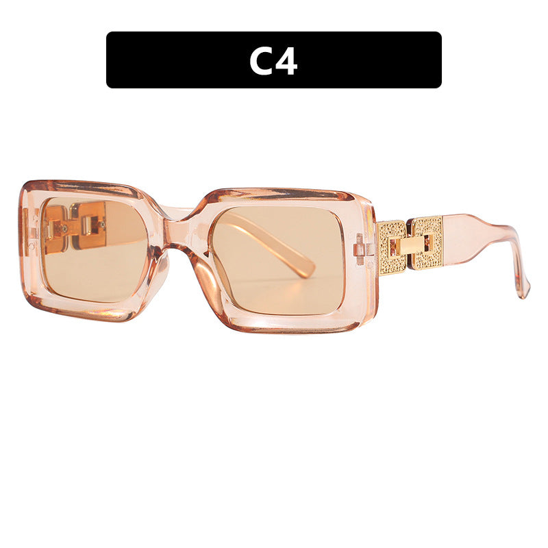 Damen modische Sonnenbrille im eleganten quadratischen Design mit luxuriösen goldenen Akzenten Brehn