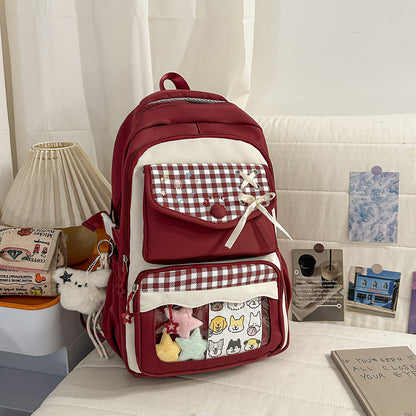 Stylischer Gingham-Muster-Schulranzen