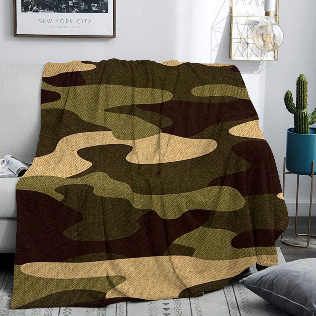 Weiche Camo-Print-Fleece-Decke