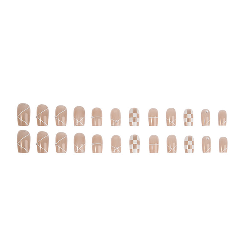 Elegantes geometrisches Press-On-Nagelset