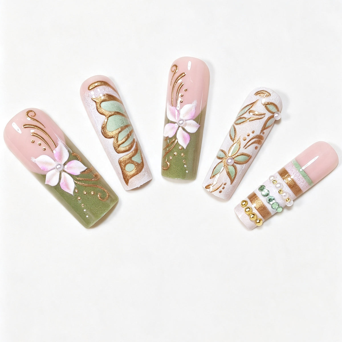 Künstlerisches Luxus Press-on Nagelkunst Set Brehn