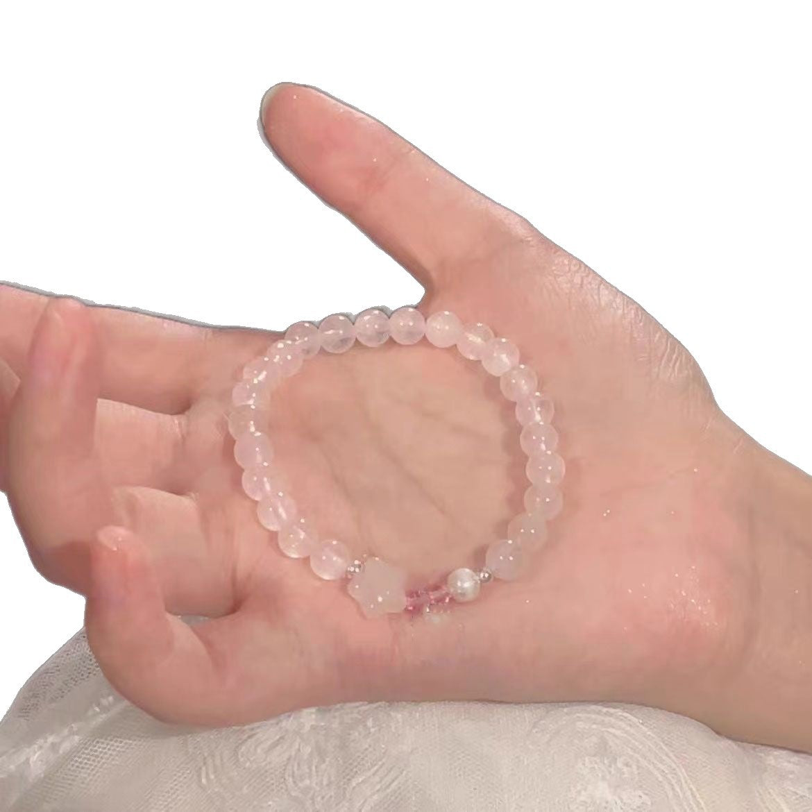 Elegante Rosenquarz Dehnbare Armbanduhr Brehn