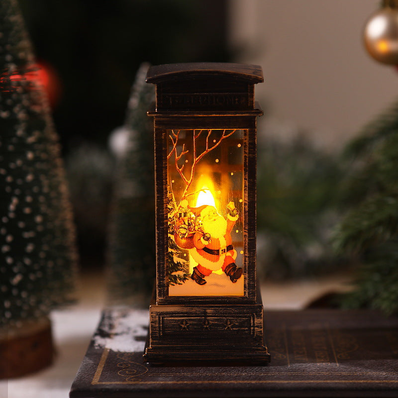 Nostalgische LED Weihnachtslaterne mit beweglichem Santa-Motiv Brehn