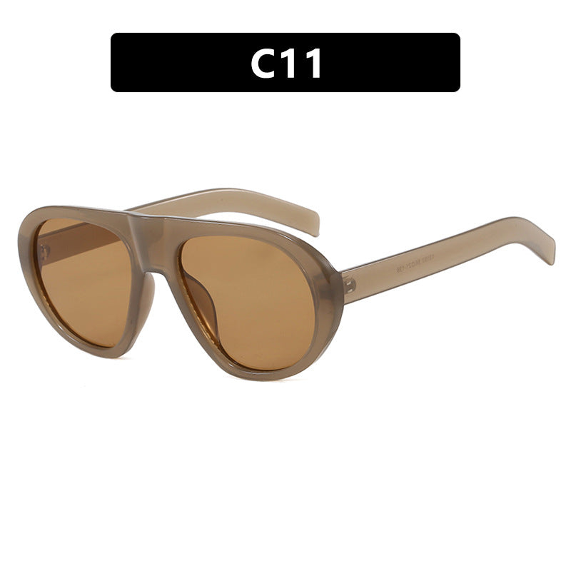 Damen auffällige Sonnenbrille mit futuristischem Rahmen und robustem Design Brehn