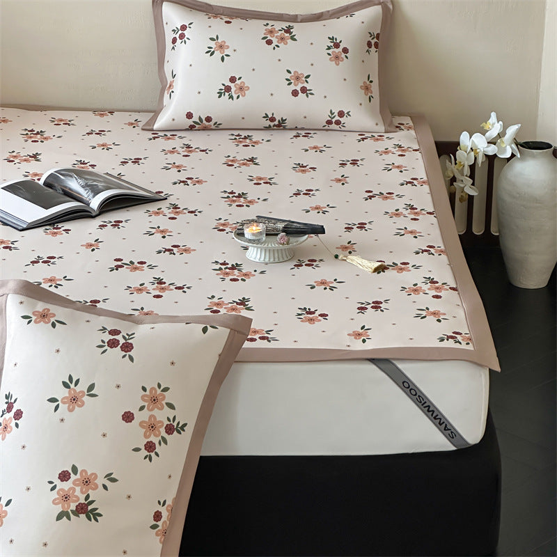 Bettlaken-Set mit floraler Allover-Print und dekorativer Saumblende