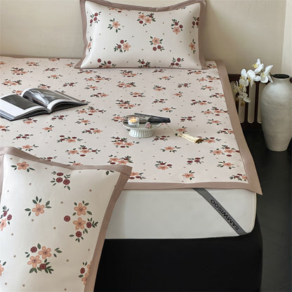 Bettlaken-Set mit floraler Allover-Print und dekorativer Saumblende