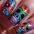 Kunstnagelset mit Lebhaftem Totenschädel-Design Brehn