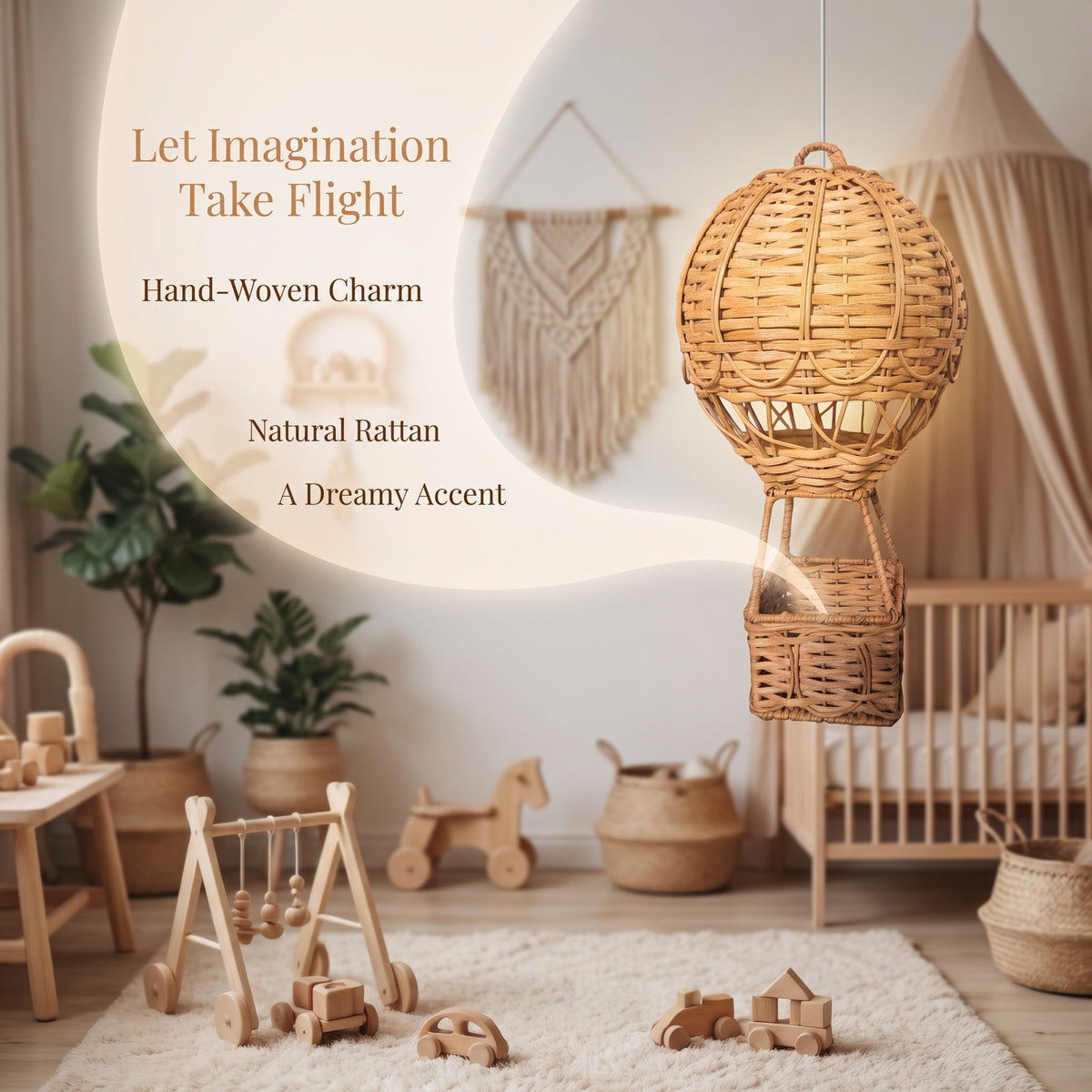 Handgewebter Aufbewahrungskorb im Heißluftballon-Design Brehn