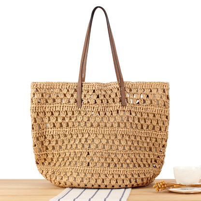 Handtasche Aus Handgeknüpftem Naturmaterial mit Robusten Ledergriffen Brehn
