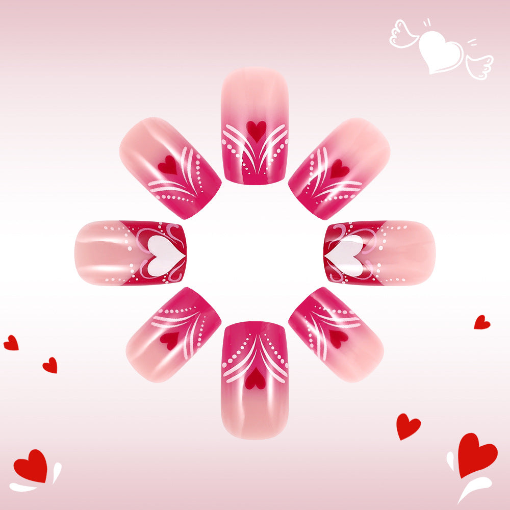 Herz-verzierte Press-On Nagelkunst Brehn