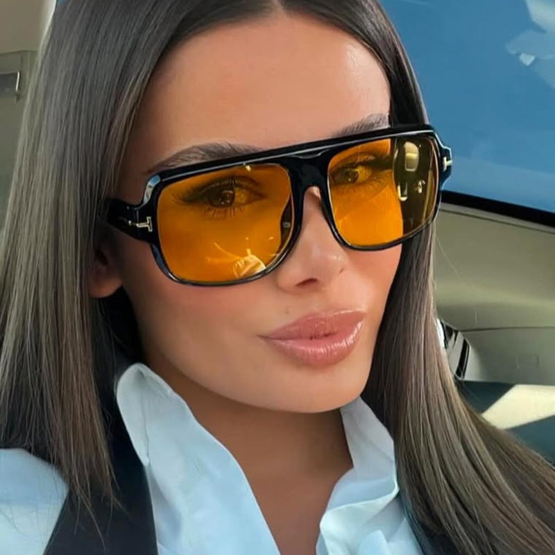 Damen modische quadratische Sonnenbrille mit trendigem Schildkrötenmuster Brehn