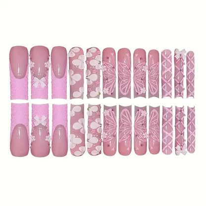 Künstlerisches Florales Press-On-Nageldesign Brehn