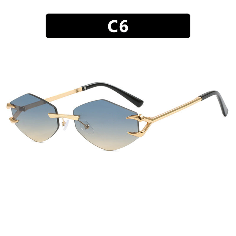 Damen geometrische Designer-Sonnenbrille mit herausragendem Metallrahmen Brehn