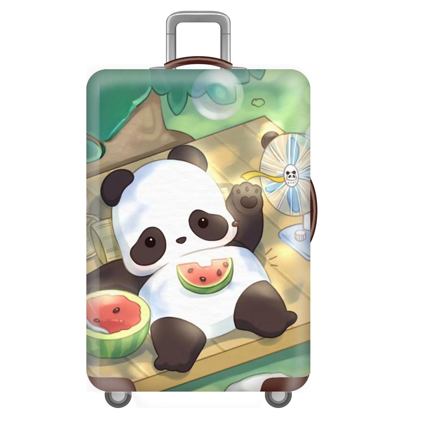 Unisex nan elastische Kofferhülle für Hartschalen-Trolley mit niedlichem Panda-Motiv, dehnbarer Schutzüberzug mit Griff‑ und Rollenöffnungen Brehn