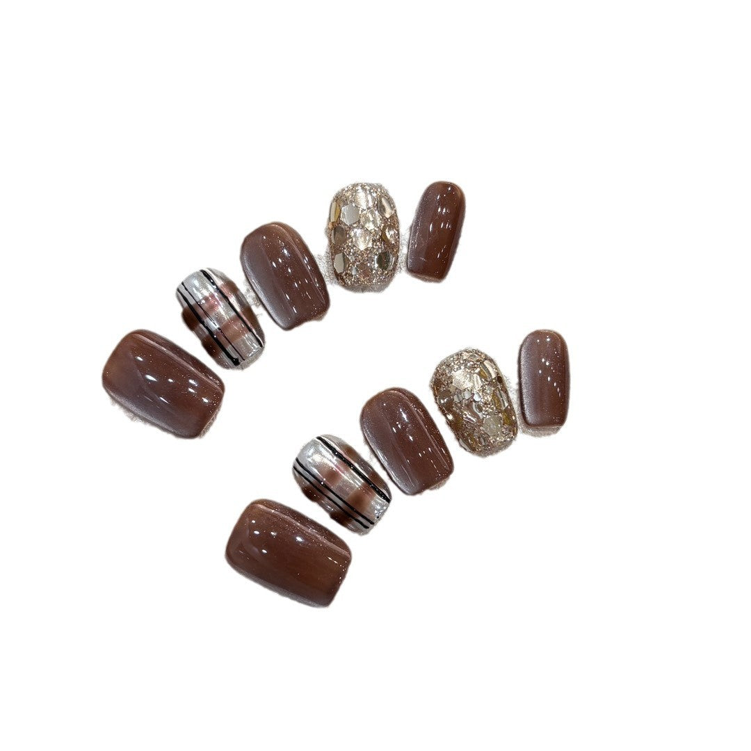 Kunstnägel-Set mit Glitzer- und Goldakzenten Brehn