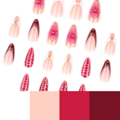 Kunstvolle Nagelkunst mit floralen und Glitzer-Akzenten Brehn