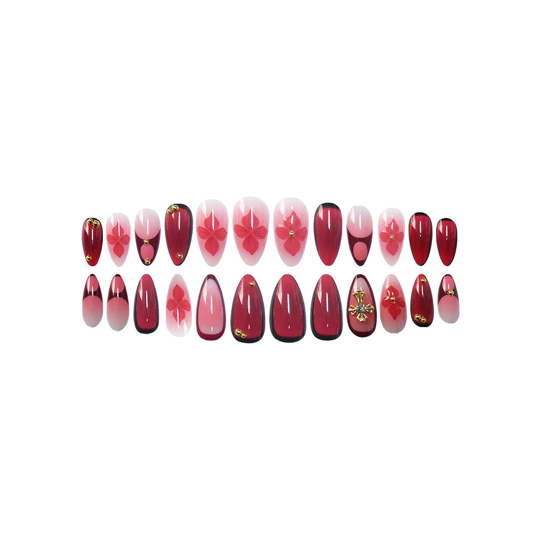 Premium Künstlerische Florale Stiletto Press-On Nägel Brehn