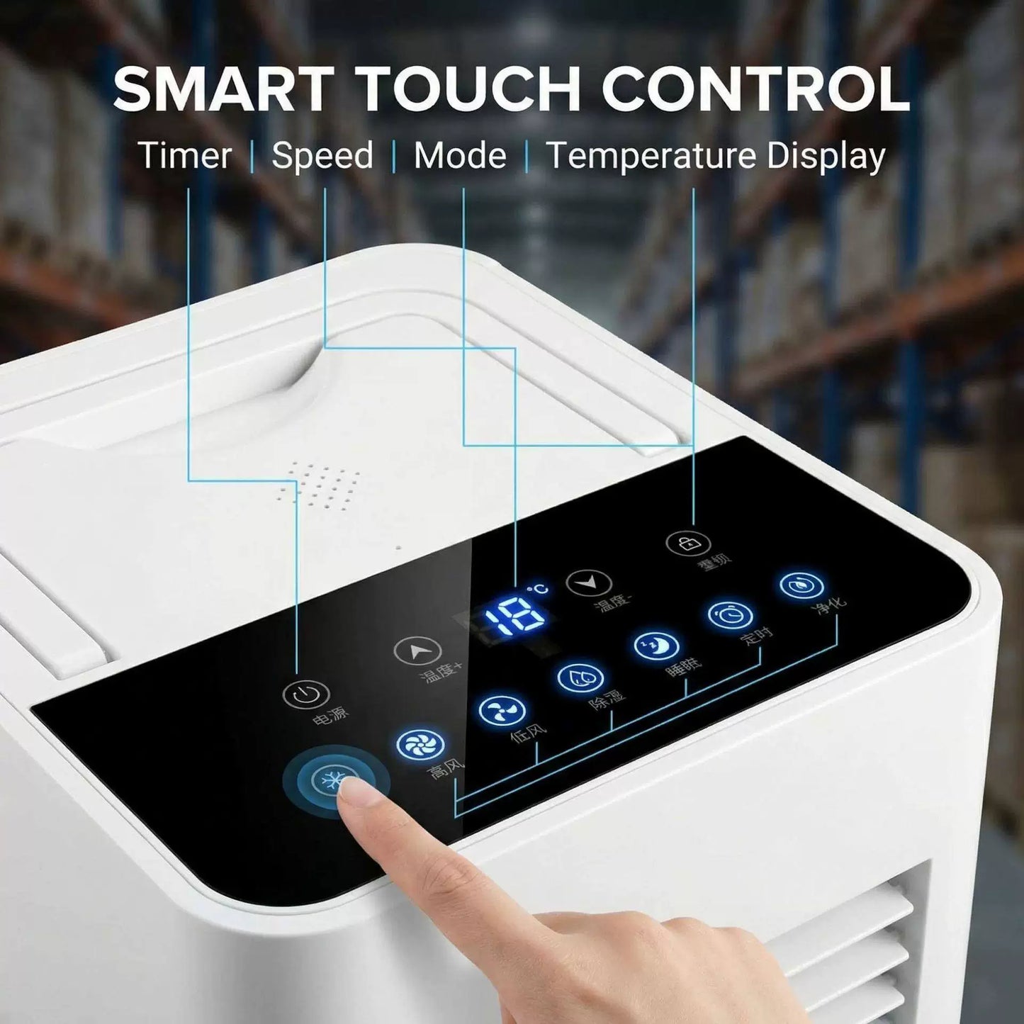 Unisex Einheitsgröße rapid-cool kompakter tragbarer Klimakühler mit digitalen Touch-Steuerelementen und gerichteten Luftauslässen Brehn